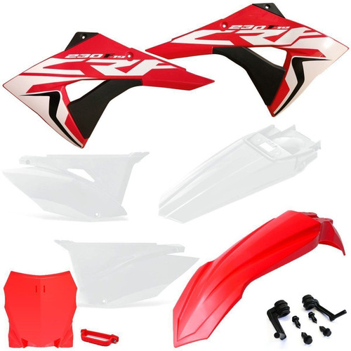 Kit Plástico Crf 230 2019 Com Biker Number Plate E Adesivos