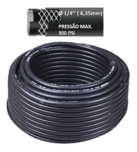10 Metros Mangueira 1/4'' P/ Ar E Água Reforçada 300psi Malh