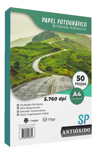 Papel Fotográfico Adhesivo Glossy 115gr A4 X 50 Hojas 