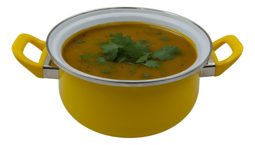 Cacerola Arrocera Aluminio 20 Cm 2.2lts Con Tapa De Vidrio Amarillo