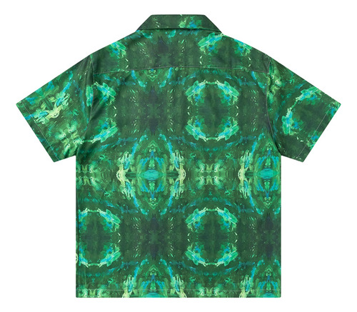 Oil Paint Button Down Collar Hawaiian Shirt Men Short Sleeve