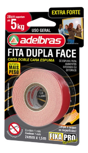 Fita Dupla Face Espuma Extra Forte 24mm - 1,5m