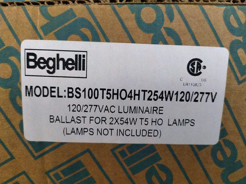 Lámpara Hermética Ip65 Beghelli 2x54w T5 120-277v Mod Bs100