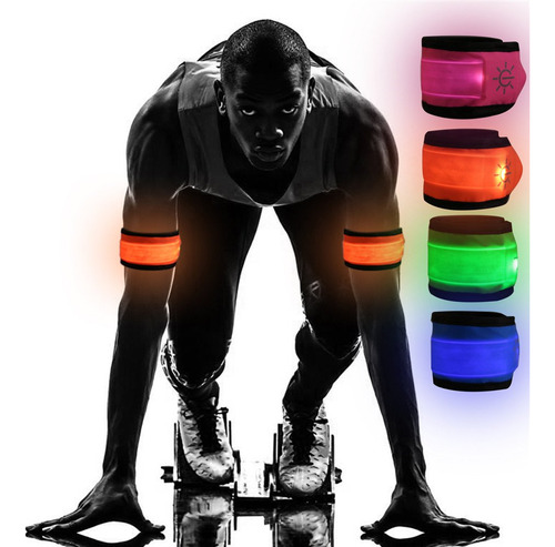 Pulsera Luz Led 4 Unidade Para Correr Bateria Reemplazable