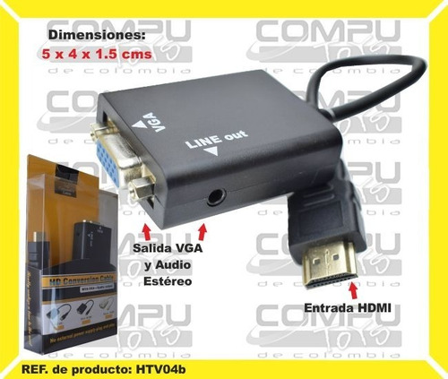 Hd 720p Convertidor Vga + Audio Ref: Htv04b Computoys Sas