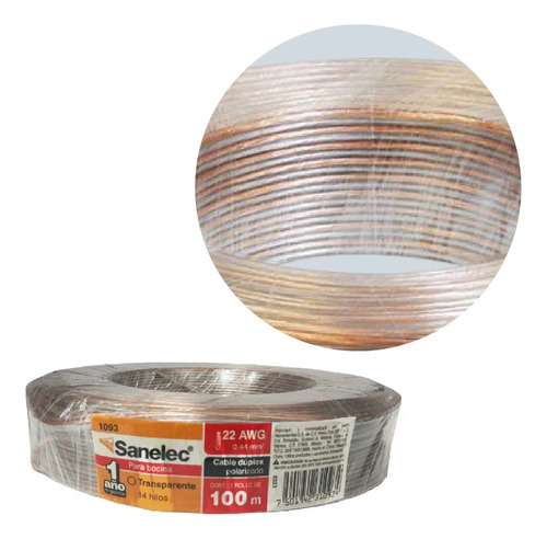 Cable Bocina Sanelec 100m Duplex Cca Cal 22 Transparent 1093