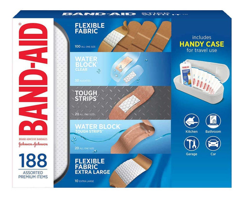 Band-aid Vendajes Adhesivos, 188 Unidades De Tiras Resisten.