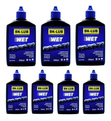 7 Lubrificantes Bk Lub Wet Oleo P/ Correntes Bicicleta C/ Nf