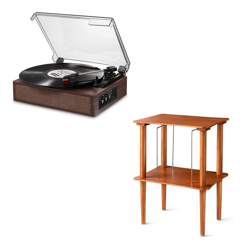 Donner Reproductor Disco Vinilo Altavoz Integrado Madera