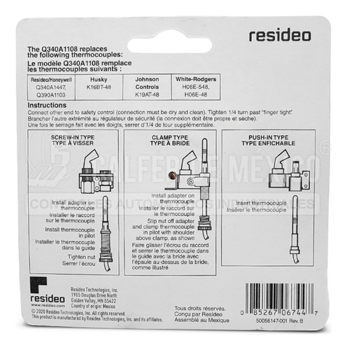 Termocople 30 Mv, 48 Longitud, Q340a1108, Resideo