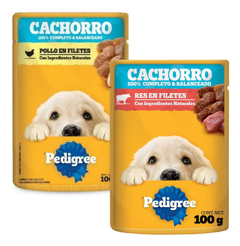 24 Sobres Pedigree Cachorro Sabores Res Y Pollo | 100g