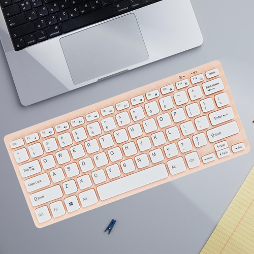 Teclado Com Fio Digação Confortável Mini Conveniente Rosa