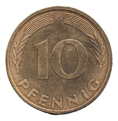 Moneda De Alemania 10 Pfennig, Año 1978 ( G ), Estado Usada.