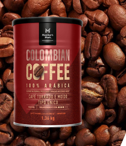 Cafe Colombiano Torrado Moido 100% Arabico Tipo Unico 1,36kg