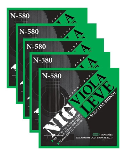 Kit 5 Encordoamento Viola Leve Nig N580 85/15 Prn580l