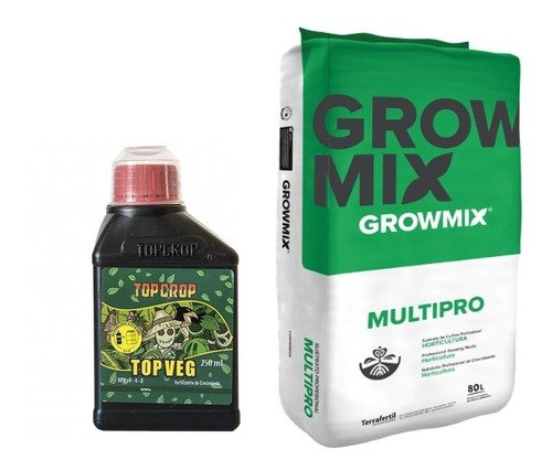 Sustrato Growmix Multipro 80lts Con Top Crop Veg 250 Ml Grow