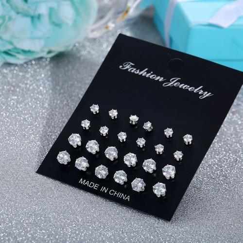 Applicable To: 12 Pares Aretes Perno Hueso Oreja Diamante