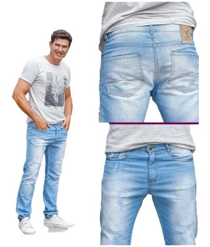 Imagem 4 de 6 de Kit Com 3 Calça Jeans Masculina Slim Original Elastano