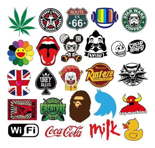 ` 100 Stickers Pegatinas For Coche, Monopatín, Motocicleta
