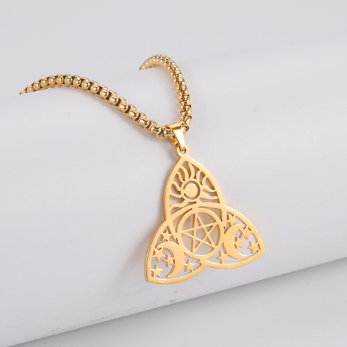 Collar Con Colgante Dorado Acero Inoxidable Unisex Triqueta Dorado