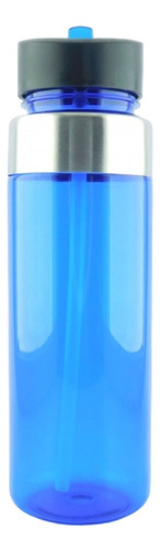 Botilito Plástico 700ml Pitillo Botella Termo Agua Gym Azul