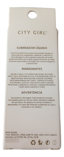 Iluminador Liquido Natural Shine City Girl Maquillaje Dorado