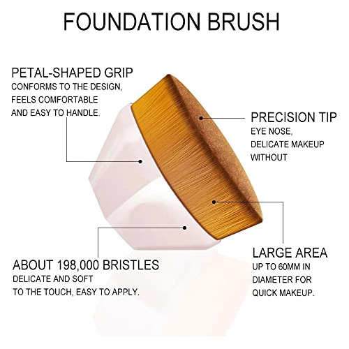Brochas De Maquillaje, Flat Top Kabuki Hexagon Foundation Br