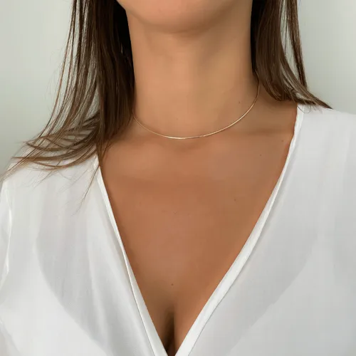 comprar Colar Choker Aro Rígido Fino Banhado A Ouro 18k