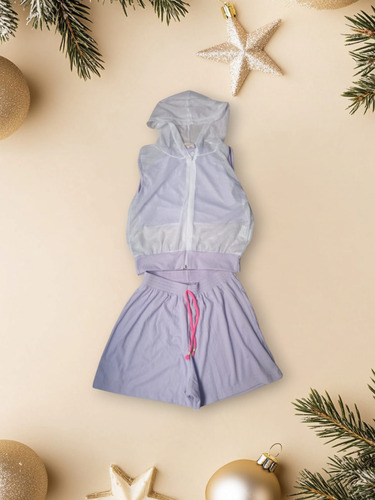 Conjunto Infantil Verão Com Colete Aerolook Lilás