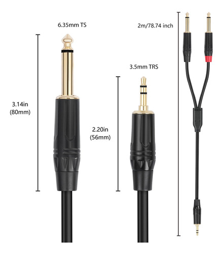 3.5 Mm Hasta El Doble Adaptador Estéreo De Cable 200 Cm