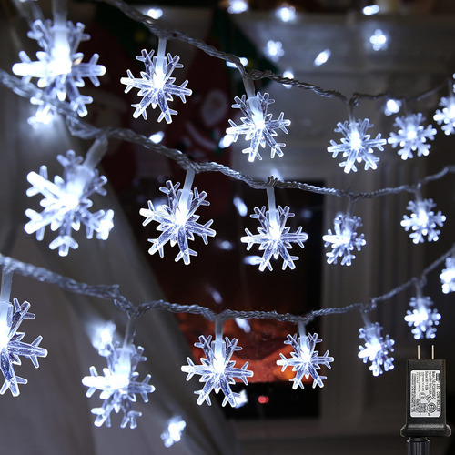 Guirnalda De Luces De Copo De Nieve De Navidad, 49 Pies, 100