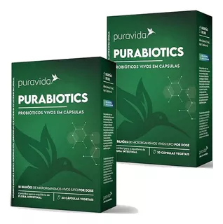 Kit 2x Probióticos Vivos - 30 Caps - Purabiotics Puravida