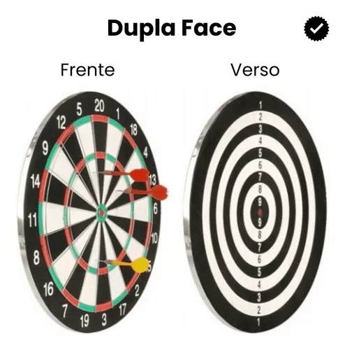 Jogo de Dardos Profissional Tiro Ao Alvo Dupla Face Tabuleiro 40cm