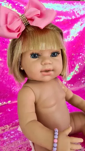 Boneca Bebê Reborn Realista 22 Itens Menina Loira Bolsa