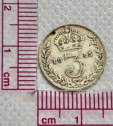 Moneda Plata Gran Bretaña 3 Pences L 0.500 Año 1915 George V (Usado)