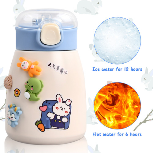 Botella De Agua De 350 Ml Con Pajita, Taza De Viaje De Acero