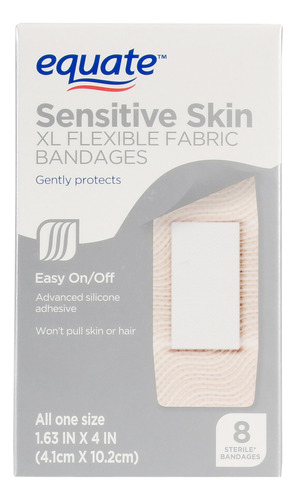 Equate Vendajes De Tela Flexible Xl Sensitive Skin 8 Ct