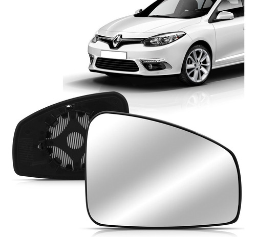 Par Lente Espelho Retrovisor Com Placa Fluence 10 A 15 16 17