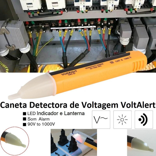 Caneta Detectora De Tensão Voltalert Com Bip Alerta E Luz