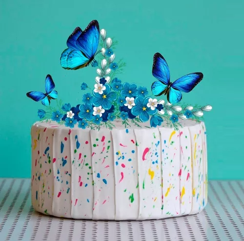 Topo de bolo borboleta azul