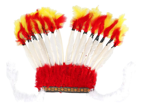 3 Diadema Con Tocado De Plumas, Sombrero Indio Jefe, Tocado