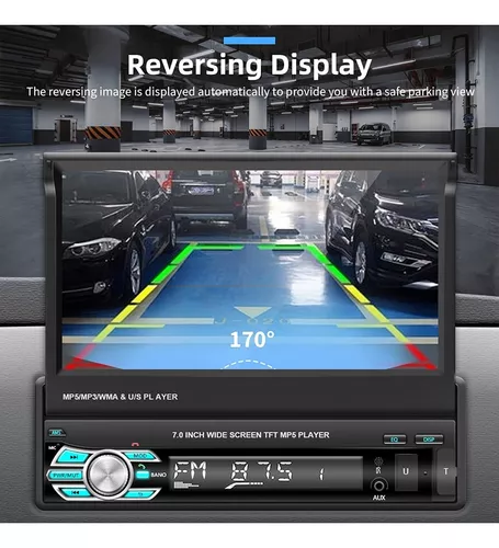 Podofo Estéreo de coche de Apple Carplay de un solo DIN con cámara de  respaldo Bluetooth AHD, pantalla táctil abatible de 7 pulgadas, reproductor  de