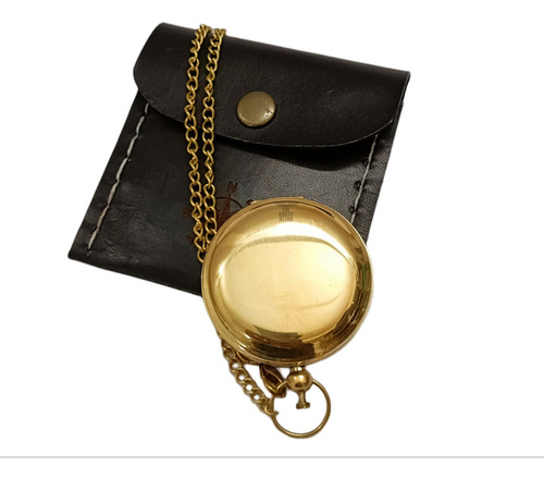 Brújula De Latón Artisterio Modelo Vintage Con Cadena Y Fund Dorado