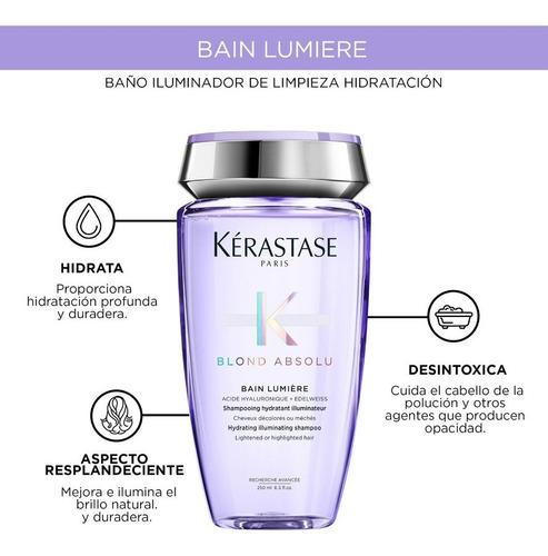 Kit Tratamiento para el Cabello Kérastase Blond Absolu Shampoo Bain Lumiere 250ml + Cicaplasme 150 Ml Rubio