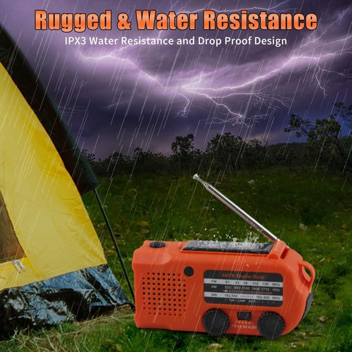 . Radio De Manivela Solar Sos Con Lámpara De Emergencia
