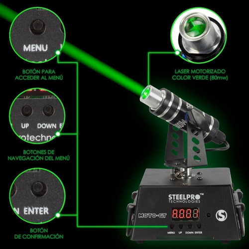 Laser Verde 80mw Motorizado Dmx 512 Moto-gt Master Wow 9ch