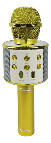 Microfone Karaokê Infantil Ws858 Gold Sem Fio Com Bluetooth
