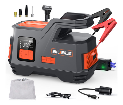 Arrancador De Batería 9000a Portátil Inflador 150psi Biuble Js006 Para Automóviles 4 A 8 Cilindros Y Motos Con Salida De 12v CC