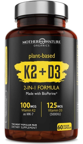 Vitamina D3 Y K2 60 Capsulas - Unidad a $4406