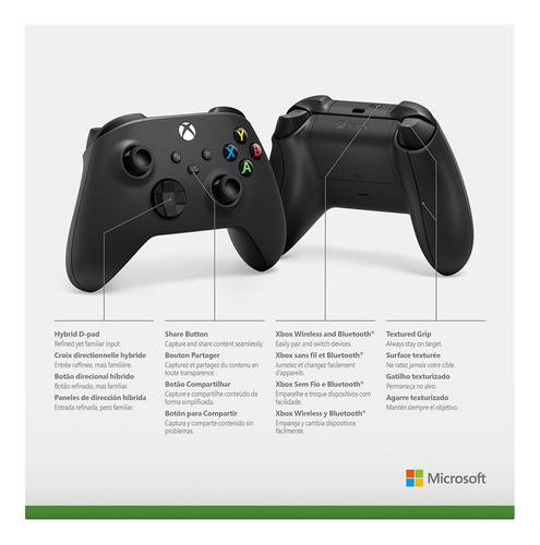 Controle Para Xbox Qat-00007 Sem Fio Carbon Preto Microsoft